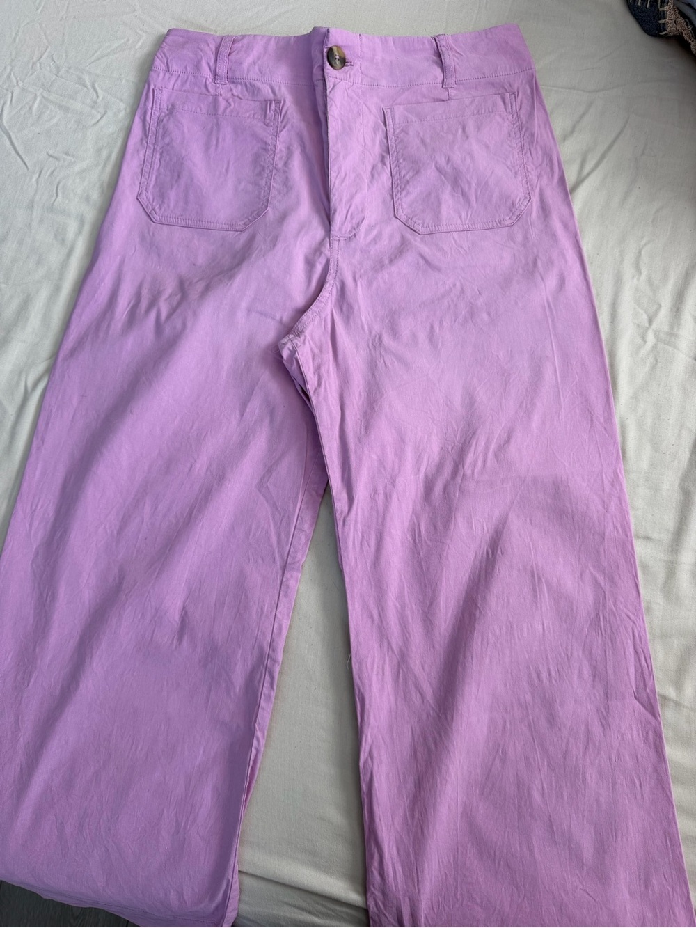 Maeve Lavender Wide-Leg Cotton Pants
